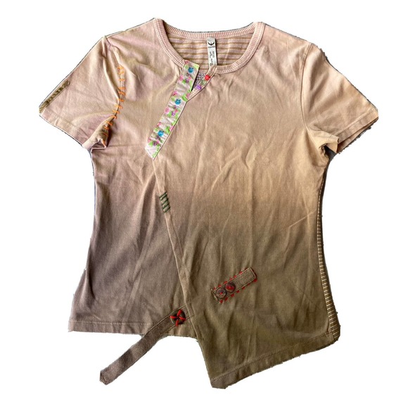 Waggon Womens Top Sz Med Colorful Beaded Gems Embroidered Floral Peace RARE - Picture 1 of 11